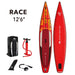 Aqua Marina Stand Up Paddle Board - RACE 12‘6“ - Inflatable SUP Package, including Carry Bag, Fin, Pump & Safety Harness - Aqua Gear Supply