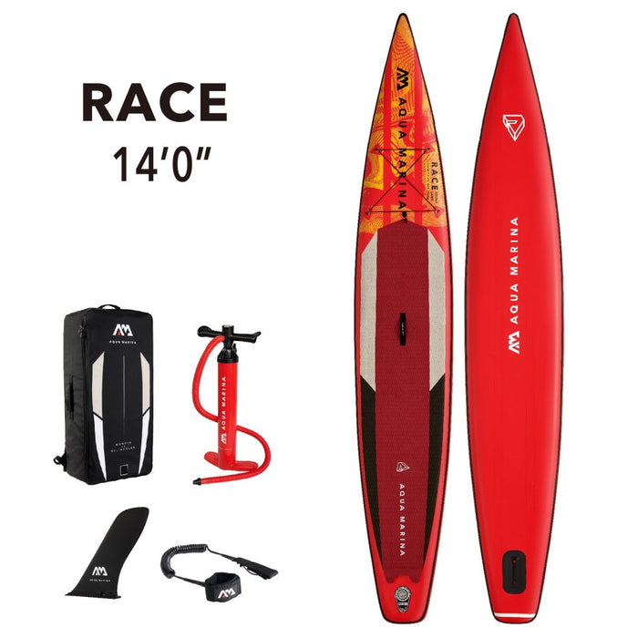 Aqua Marina Stand Up Paddle Board - RACE 14‘0“ - Inflatable SUP Package, including Carry Bag, Fin, Pump & Safety Harness - Aqua Gear Supply