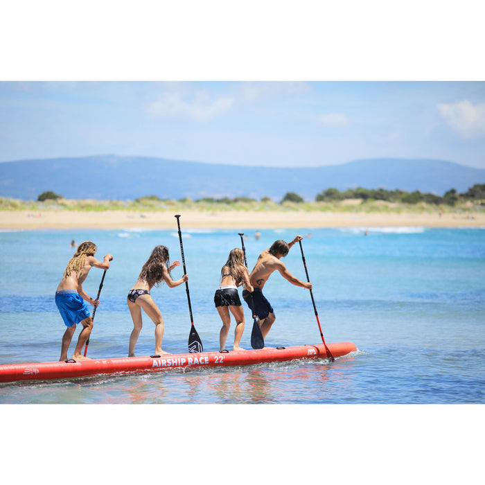 Aqua Marina Stand Up Multi-Person Paddle Board - AIRSHIP RACE 22'0" - Inflatable SUP Package, including Carry Bag, Paddle, Fin, Pump & Safety Harness - Aqua Gear Supply