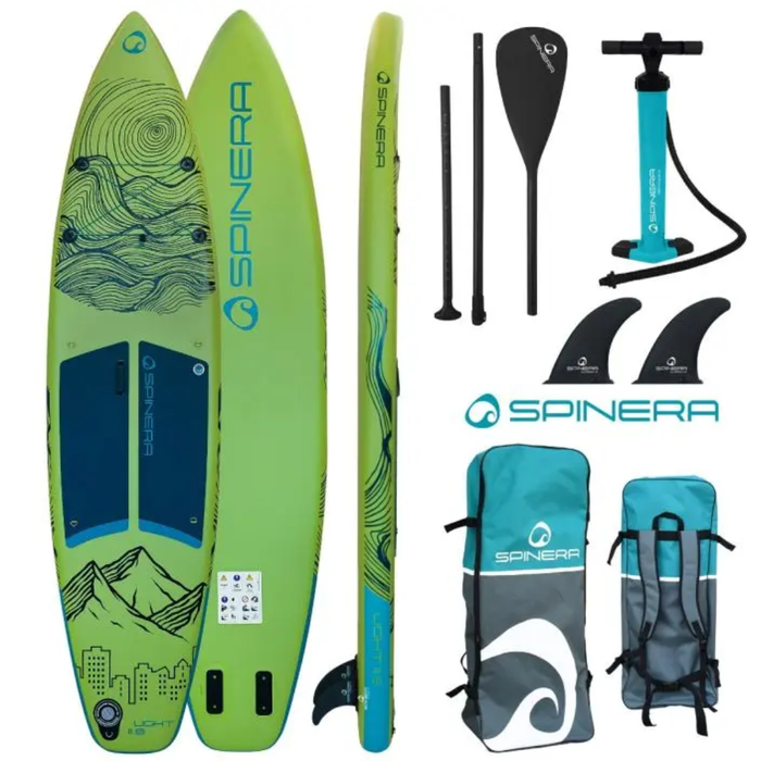 Spinera USA ULT Light 11 Ft 8 In Inflatable Paddle Board - with Water Resistant Backpack, Double Action Performance Pump, 3 Piece Aluminum Paddle and more - Aqua Gear Supply