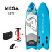 Aqua Marina Stand Up Paddle Board - MEGA 18'1" - Inflatable SUP Package, including Carry Bag, Paddle, Fin, Pump & Safety Harness - Aqua Gear Supply