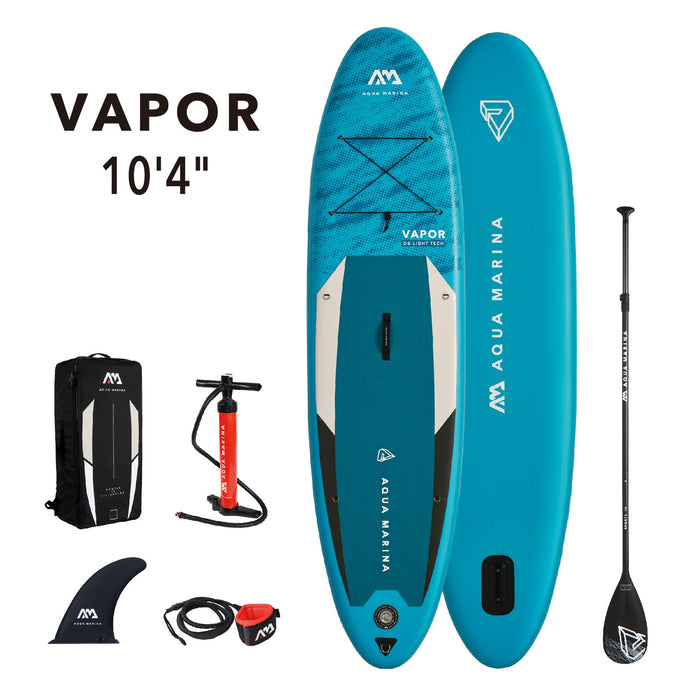 Aqua Marina Stand Up Paddle Board - VAPOR 10'4" - Inflatable SUP Package, including Carry Bag, Paddle, Fin, Pump & Safety Harness - Aqua Gear Supply