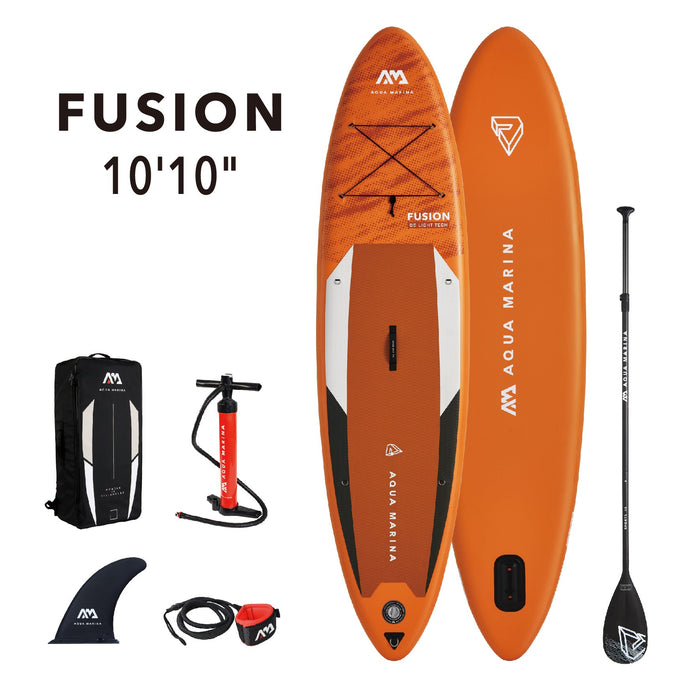 Aqua Marina Stand Up Paddle Board - FUSION 10’10” - Inflatable SUP Package, including Carry Bag, Paddle, Fin, Pump & Safety Harness - Aqua Gear Supply