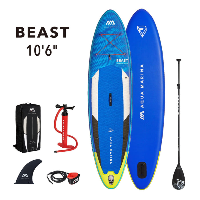 Aqua Marina Stand Up Paddle Board - BEAST 10'6" - Inflatable SUP Package, including Carry Bag, Paddle, Fin, Pump & Safety Harness - Aqua Gear Supply