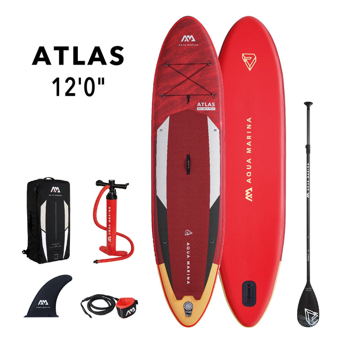 Aqua Marina Stand Up Paddle Board - ATLAS 12'0" - Inflatable SUP Package, including Carry Bag, Paddle, Fin, Pump & Safety Harness - Aqua Gear Supply