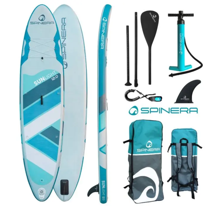 Spinera Sun Light 12 Ft Inflatable Paddle Board - With Water Resistant Backpack, Performance Paddle, Double-Stroke Pump and more - Aqua Gear Supply