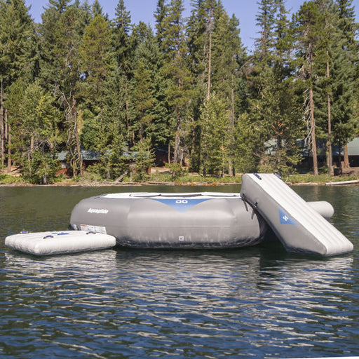 Aquaglide Recoil Water Trampoline 17' Aquapark w/ Slide, Log, & C-Deck - Aqua Gear Supply