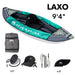 Aqua Marina, 1 Person, RECREATIONAL KAYAK - LAXO 9'4" - Inflatable KAYAK Package, including Carry Bag, Paddle, Fin, Pump & Safety Harness - Aqua Gear Supply