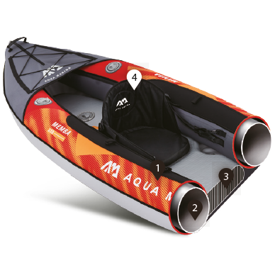 Aqua Marina TOURING KAYAK - MEMBA 12’10” - Inflatable KAYAK Package, including Carry Bag, Paddle, Fin, Pump - Aqua Gear Supply