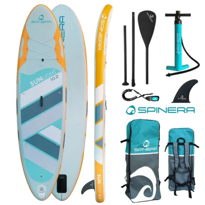 Spinera Sun Light 10 Ft 2 In Inflatable Paddle Board - With Water Resistant Backpack, Performance Paddle, Double-Stroke Pump and more - Aqua Gear Supply