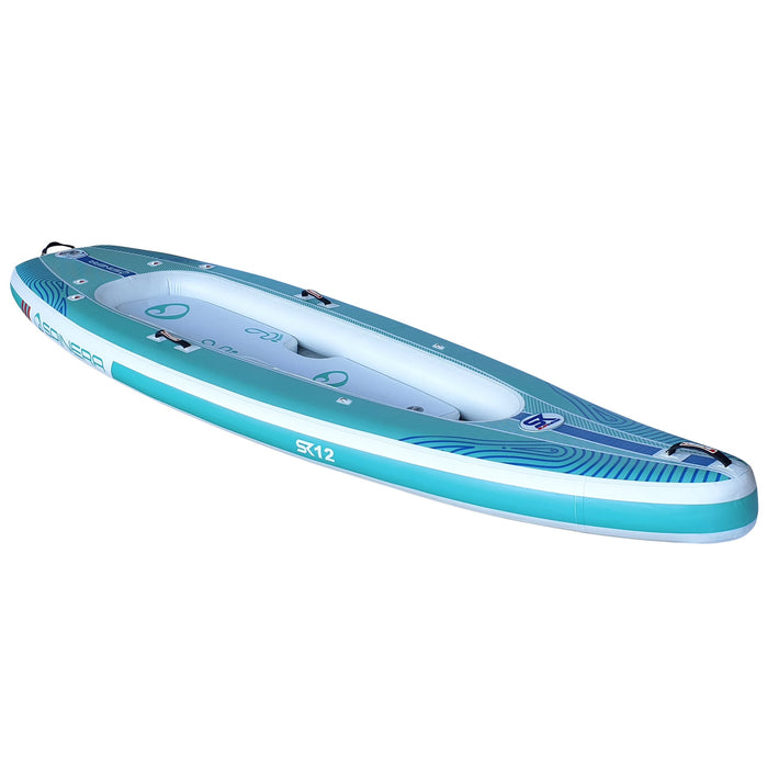 Spinera 12 Ft Paddle Board Kayak Hybrid - The "SK 12" with Heavy Duty Water Resistant Bag, 2 Kayak Seats, 2 Fins and more - Aqua Gear Supply