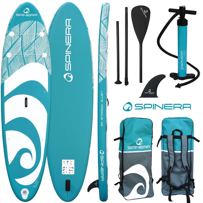 Spinera USA SUP Let's Paddle 12 FT Inflatable Paddle Board with Backpack, Pump, Paddle and More. - Aqua Gear Supply