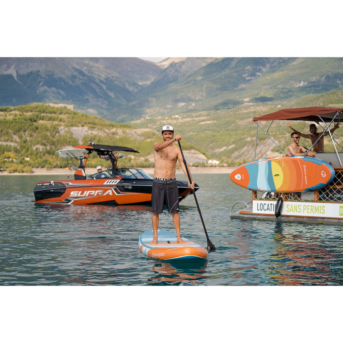 Spinera 12 Ft Inflatable Paddle Board - The "Supventure Sunrise" SUP with Water Resistant Backpack, Performance Paddle, Double-Stroke Pump and more - Aqua Gear Supply