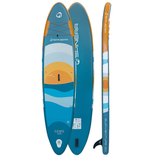 Spinera 12 Ft Inflatable Paddle Board - The "Supventure Sunrise" SUP with Water Resistant Backpack, Performance Paddle, Double-Stroke Pump and more - Aqua Gear Supply
