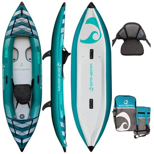Spinera "Hybris 320" 1-Person Inflatable Kayak - With Heavy Duty Water Resistant Bag, Kayak Seat and more - Aqua Gear Supply